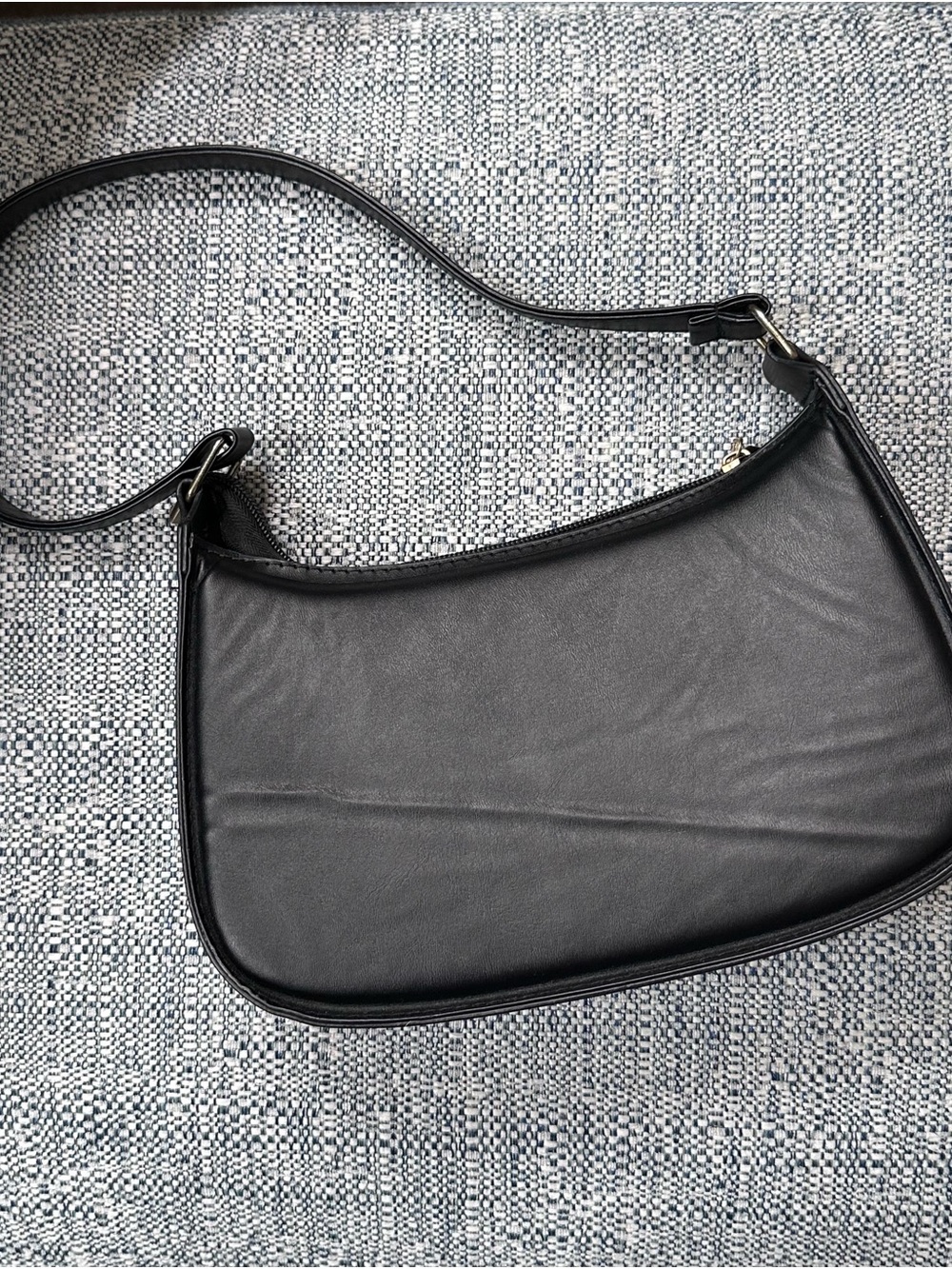 Classic Faux Black Leather Shoulder Bag